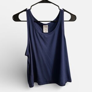 Victoria’s Secret PINK XXL Navy Sleepwear Crop Tank  Embroidered Logo